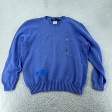 Polo Ralph Lauren Sweater Mens XL Regent Blue Tight Knitted Crewneck Pony Logo