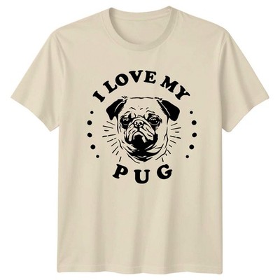 I Love My Pug Dog T-Shirt, Cute Pet Animal Graphic Tee, Dog Lover