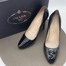 PRADA High Heel Pumps Pointed Toe Patent Leather Black Women's Size EU36/US6