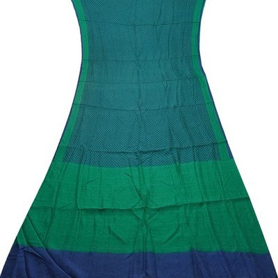 Namaste Vintage Blue Sarees 100% Pure Silk Printed Indian Sari 5YD Craft Fabric