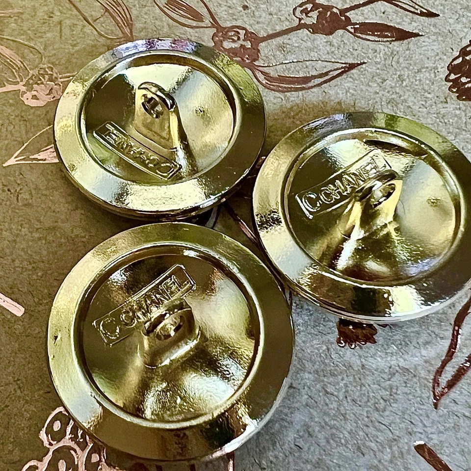 Gold Black Set of 5 Buttons Stamped Ø 22mm Chanel Replacement Button Coco CC - Image 4 of 4