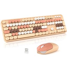 Wireless Keyboard and Mouse Combo, 2.4GHz Retro Full-Size Typewriter Keyboard...