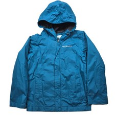 Columbia Omni Tech Hooded Rain Jacket Kids XS 6 7 Blue