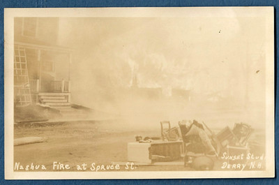 1026  Real Photo Postcard 1930 Crown Hill Fire At Spruce St Nashua NH     #2