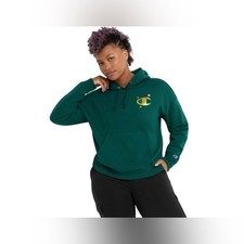 Champion Women s Powerblend Novelty Logo Hoodie in Green Size Medium