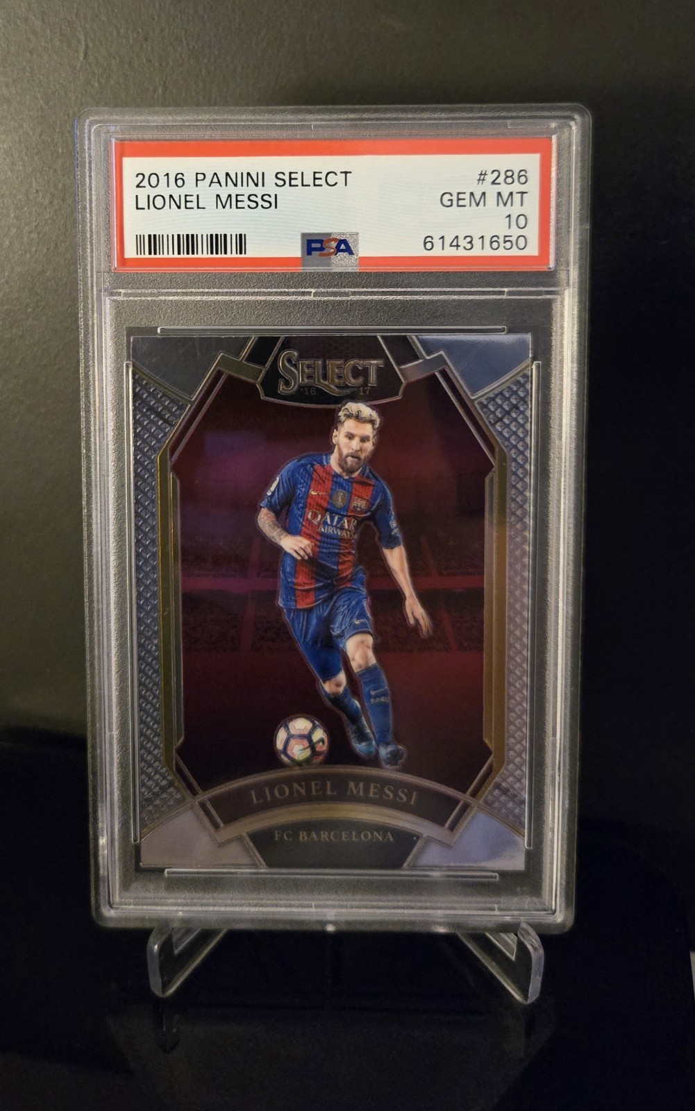PSA 10 🔥 LIONEL MESSI 2016 Panini Select FCB Soccer Gem Mint G.O.A.T. No. 286