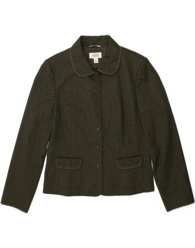 TALBOTS Womens 6 Button Blazer Jacket UK 10 Small Green Wool AX01
