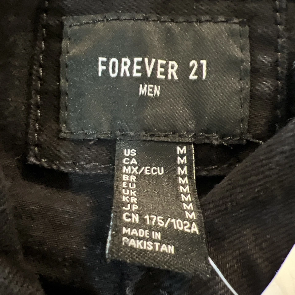 Chaqueta Forever 21 Hombre Negra Denim Ligera Bombardero Camionero Mármol Nueva Sin Etiquetas Foto 3 de 4