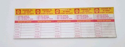 Vintage Shell Gas Station Oil Change Service Reminder Sticker Unused Lot of (5)