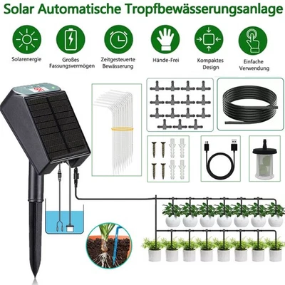 MARKENLOS Solar Automatisches Bewässerungssystem Pflanzenbewässerung System mit Timer DE