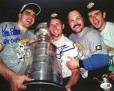 Signed 8x10 KEVIN  STEVENS, and TOM BARRASSO Pittsburgh Penguins Photo JSA