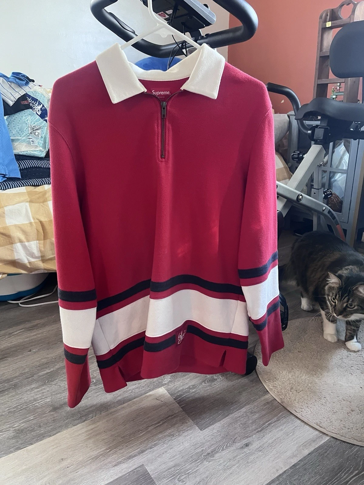 Supreme Half Zip Rugby Rouge 2017 Homme Taille Medium