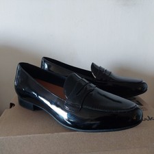 Image of CLARKS UN BLUSH GO LADIES BLACK PAT. LEATHER FLAT LOAFERS SHOES UK SIZE 7
