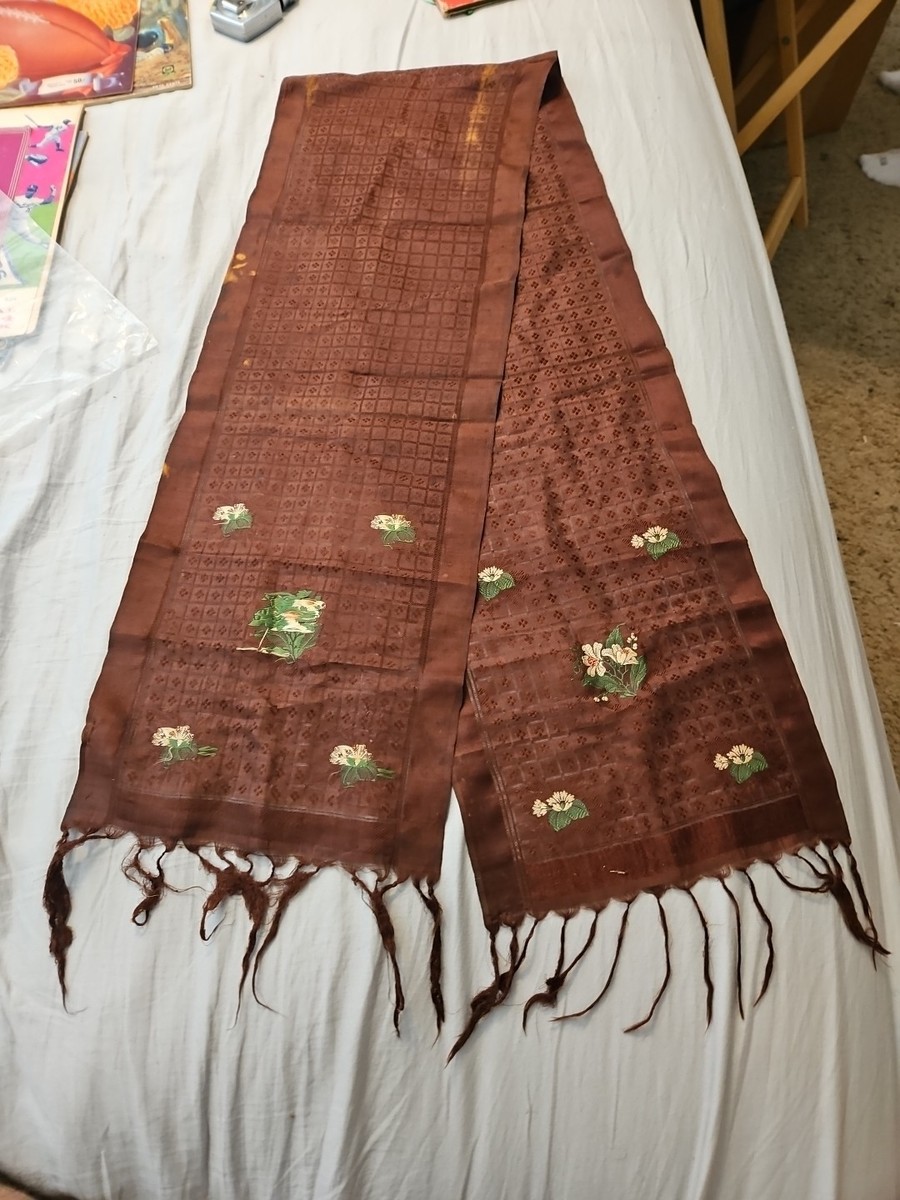 Antique victorian Silk Embroidery Scarf With story. 1876. | eBay