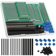 174-Piece PCB Circuit Board Prototype Kit, Double-Sided Perf Boards in 6 Size...