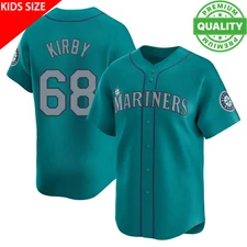 #68 George Kirby Mariners Baseball Jersey 3D AOP For Kids Youth ND1424
