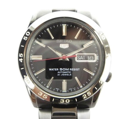 SEIKO 5 7S26 0210 Watch Automatic Black Dial Calendar Date 21 Jewels Black GY18