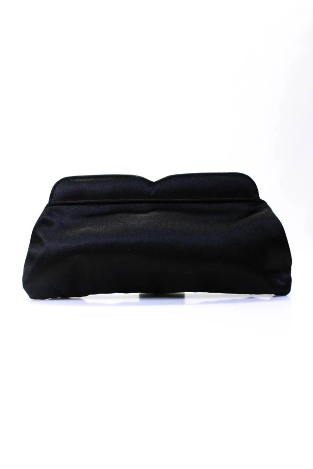 Bolso sin asas Lulu Guinness para mujer satinado cierre magnético adornado negro Foto 3 de 4