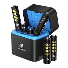 Rechargeable Lithium AA Batteries 8 Pack with Charger, High Capacity 3600mWh ...
