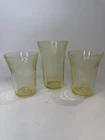 3 pcs Florentine Depression Glass Yellow  Tumblers Hazel 1930 4.25” & 5.25”