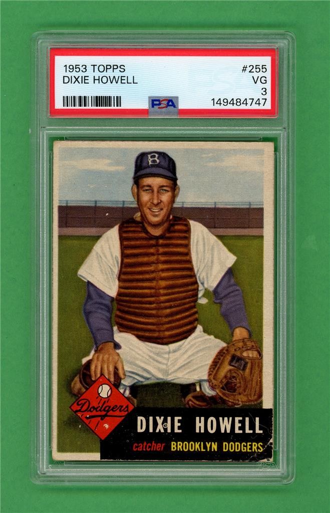 1953 Topps #255 Dixie Howell *** PSA VG 3 *** Brooklyn Dodgers old baseball card