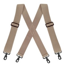 Men  s Heavy Duty Belt Loops X Back 2 Inch Suspenders with 4 Snap Hooks Kha