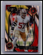 2024 Panini Select #252 Dre Greenlaw Red & Yellow Prizm Shock