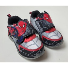 Marvel Spider-Man Toddler Boys Light Up Sneakers Red Black Grey Size 8