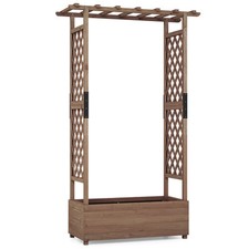 Vertical Freestanding Planter Trellis Container with Drainage Holes-Coffee