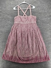 J.CREW Dress Womens 12 Pink Leaf Print Sundress Fit Flare Midi Cotton Lined