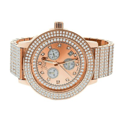 Montre Homme ICE HOUSE - Cadran Diamants, Acier Inoxydable Or Rose 54 Mm - Étanche 50m - Neuf Avec Boîte