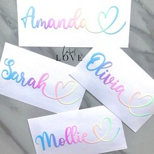 PERSONALISED NAME STICKER PASTEL RAINBOW VINYL DECAL WATER BOTTLE LUNCH BOX
