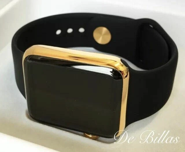 24K Gold Plated 38MM Apple Watch SERIES 3 Black Sport Band Gold Pin GPS+LTE - Image 3 of 4
