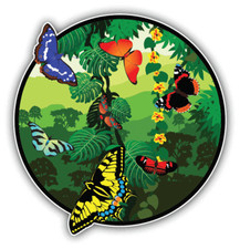 Jungle Butterflies Cartoon Car Bumper Sticker Decal