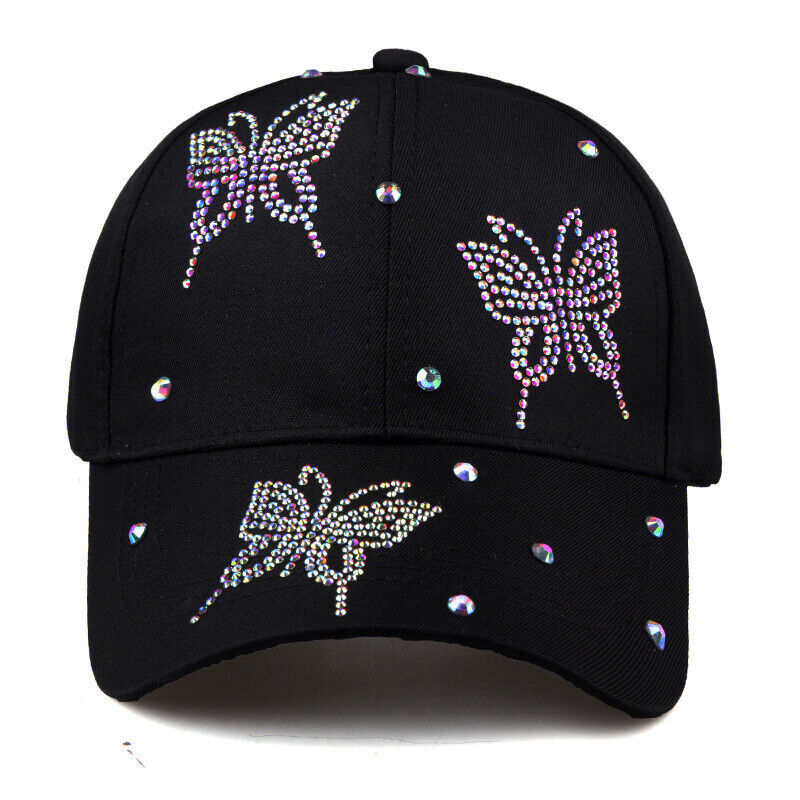 帽子 [0] LADIES BUTTERFLY WHITE ADJUSTABLE BUTTERFLY LOGO WOMENS ADJUSTABLE BASEBALL HAT/CAP, WHITE