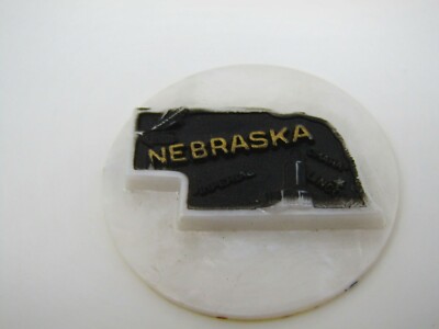 Vintage Nebraska Souvenir Medallion State Map Lincoln Omaha Raised Relief