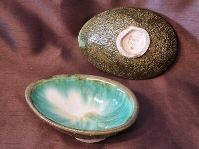 Paar Dina Gib Studio Keramik 4'' x 6'' x 2'' hoch Avocado/Birne Schale (5)