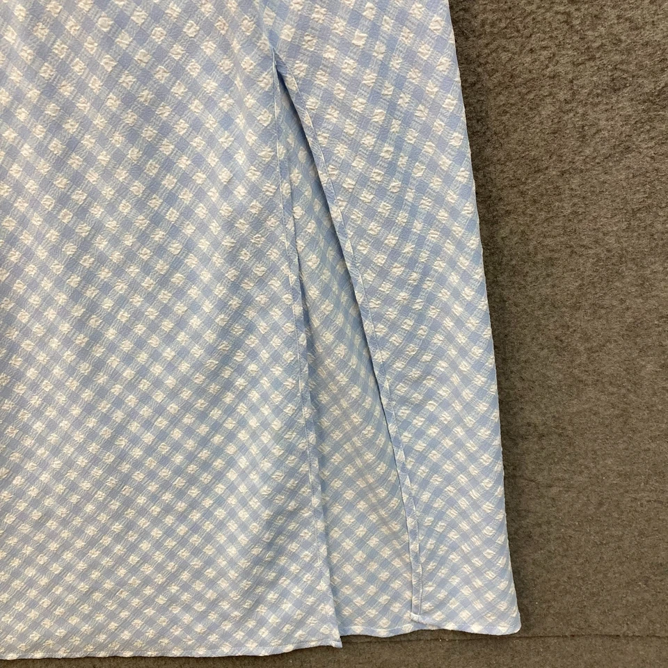 Vestido de algodón para mujer grande azul blanco midi sin mangas 53028 Foto 4 de 4