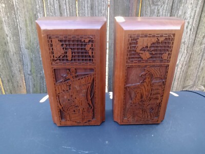 Lasercraft Laser Engraved Wood Bookends Nautical Ships / World Map