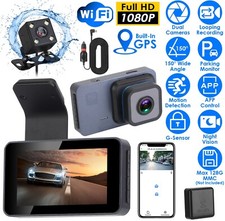 1080P WIFI GPS Dual Dash Cam Front /Rear Night Vision Gesture Sensor APP Control