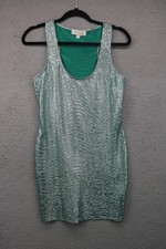 Olive & Oak Green & Silver Shimmering Bodycon Dress-Size Medium-Stretchy