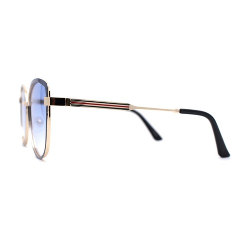 Womens Double Tone Metal Rim Designer Style Butterfly Sunglasses - 第 17/25 張圖片