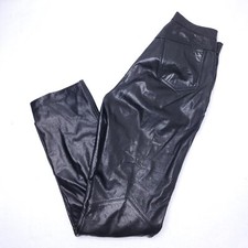 Vintage Pour Le Sport Women's Black Leather Biker Pants Size 9/10 Slim Fit 30L