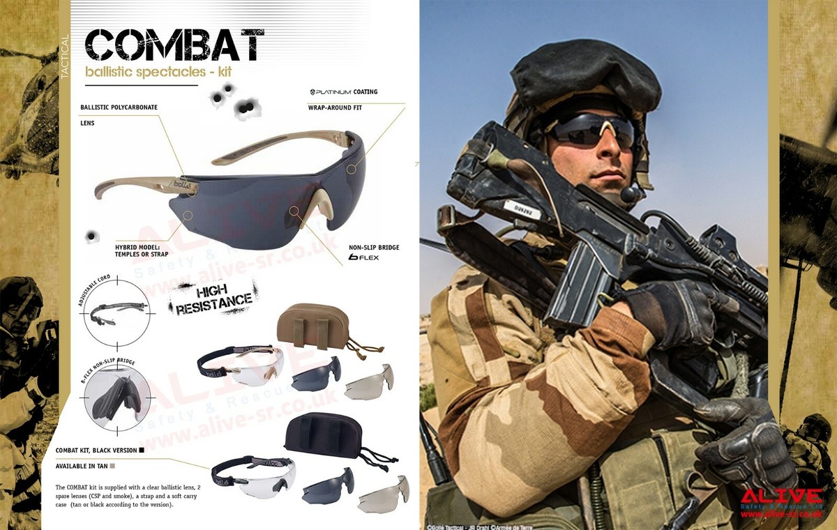 Bolle Tactical Spectacles COMBAT Kit Safety Ballistic Military Airsoft  Glasses