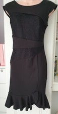 BNWT Lipsy Size 10  Lace Insert  Black Bodycon Dress, Flute hem, New