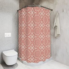 Tribal Inspired Pattern Fabric Shower Curtain, Boho Bath Decor Gift
