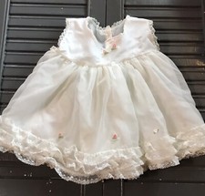 Vintage White Frilly Baby Girl / Doll Dress Size 9 Months Lace and Layered