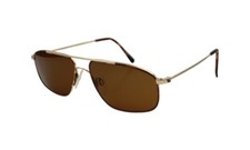 Vintage Marchon Autoflex 40 Brown Gold Pilot Sunglasses Japan NEW LENSES 