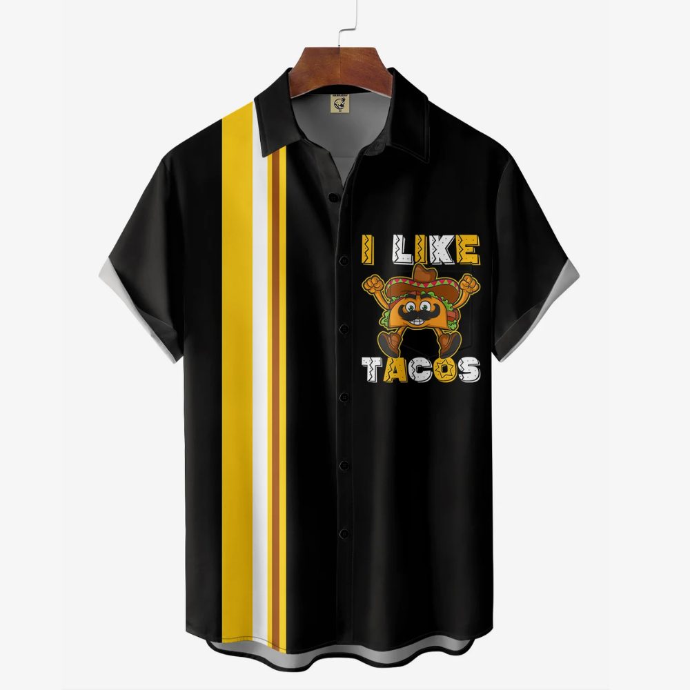 Mexican Culture I Like Tacos Black Hawaiian Shirt For Men US Size Summer Style