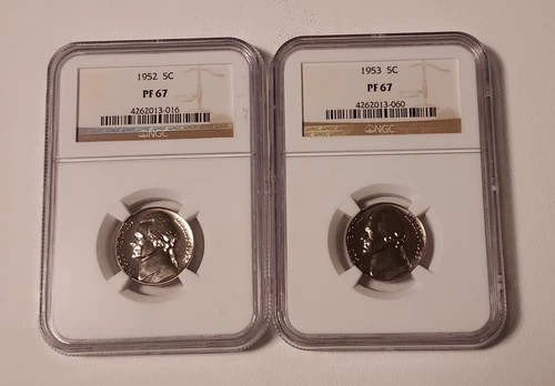 1952 & 1953 Jefferson Nickels! NGC PR67!
